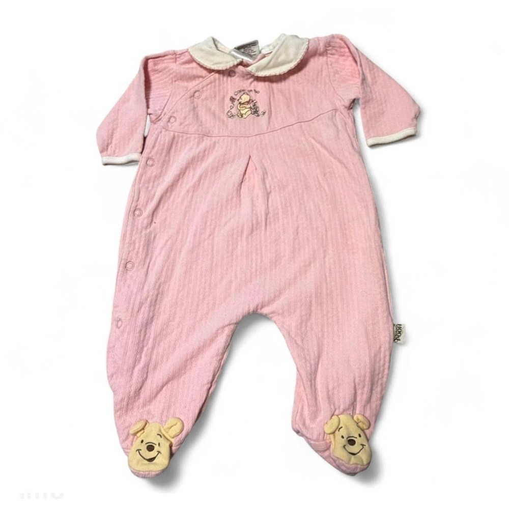Sincerely Pooh Piglet Baby Sleeper Romper 3-6 Months Pink Footed One Piece